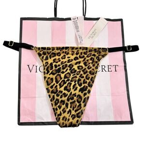 NWT Victoria's Secret Leopard Print V-String Thong Large‎